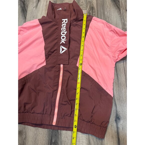 Reebok Womens Colorblock Windbreaker Jacket Pink & Maroon Nylon Polyester Zip-Up - Picture 4 of 6